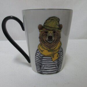 Signature Houseware Hipster Bear mug beanie glasses stoneware Mug Cup